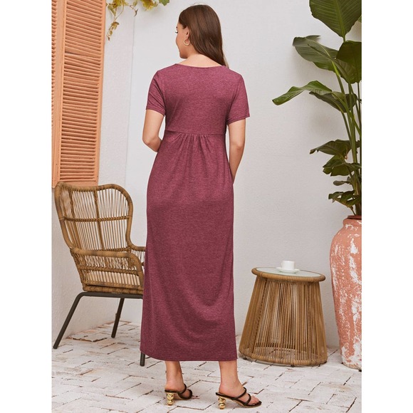 MATERNITY Surplice v Neck Ruched waist maxi Dress black - Picture 7 of 11